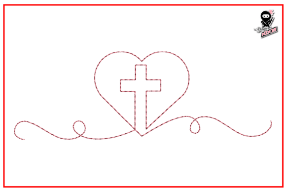 An Embroidery Designer Reviews the Christian Cross with Heart Redwork