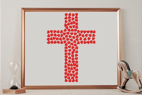 Christian Cross Made of Hearts: A Charming Embroidery