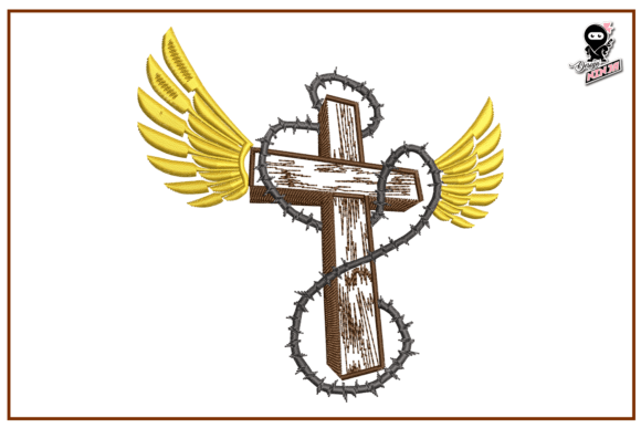 Christian Cross with Wings: A Versatile Embroidery Design