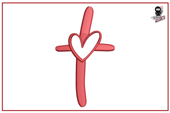 Evaluating the Christian Cross with Heart Embroidery Design